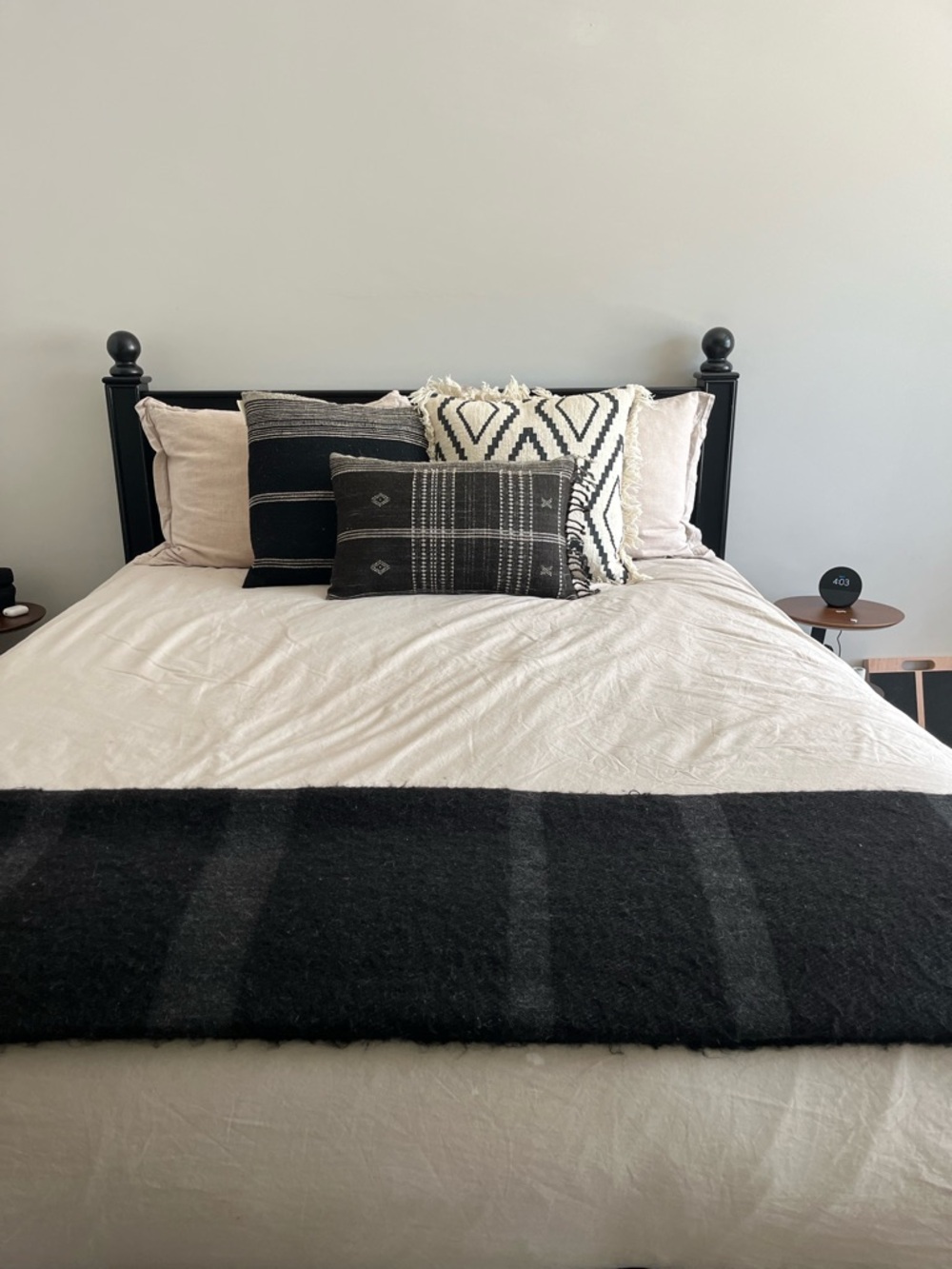 Restoration Hardware Black & Grey cozy Alpaca throw blanket.